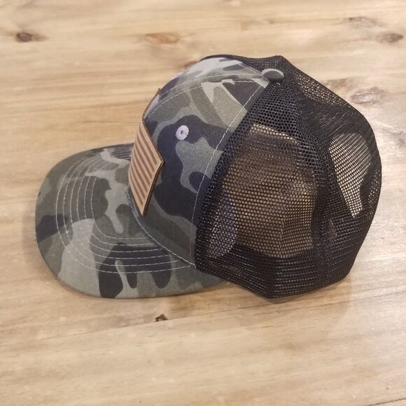 Fish Flag Patch Hat Cap Snap Back Mesh Adjustable Trucker Camouflage Camo Bass - Picture 4 of 10